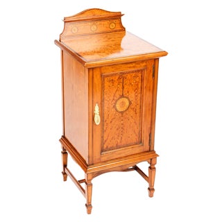 Victorian Satinwood & Inlaid Bedside Cabinet, 19th Century For Sale