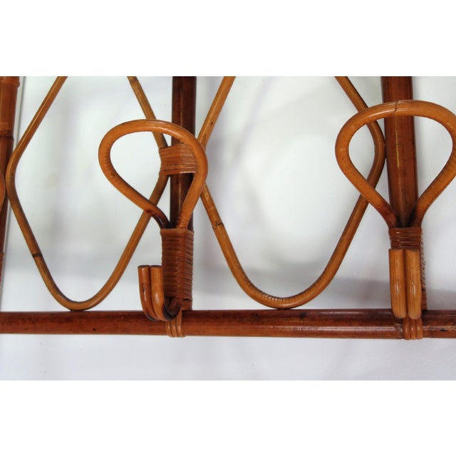 Vintage Wall-Mounted Coat Rack in Bamboo and Rattan, 1960s For Sale - Image 6 of 11
