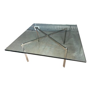 Vintage Mid Century Modern Barcelona Stainless Coffee Table by Mies Van Der Rohe for Knoll For Sale