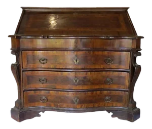 18th Century Walnut Italian Serpentine Slant Front Desk