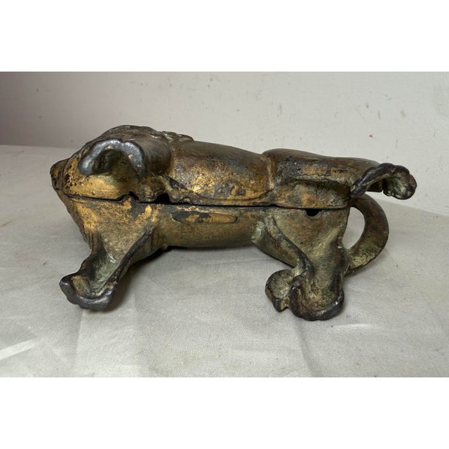 Antique Early 1900s Ac Williams Hand Painted Cast Iron Lion Still Bank For Sale - Image 12 of 12