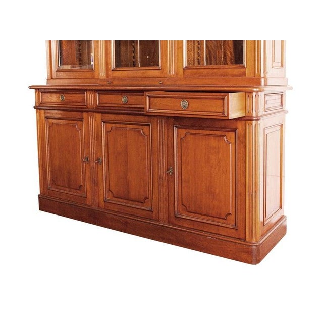 Mid 20th Century Mid 20th Century French Louis Philippe Style Large Fruitwood Bookcase With Writing Desk For Sale - Image 5 of 13