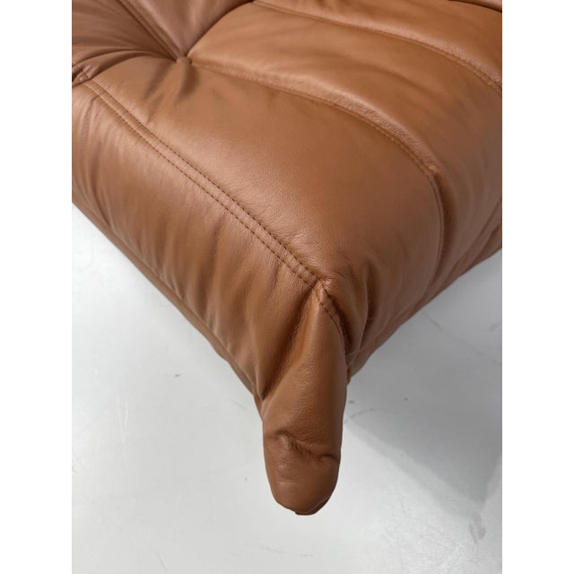 Togo Lounge Chair in Dark Cognac Leather attributed to Michel Ducaroy for Ligne Roset For Sale - Image 9 of 13