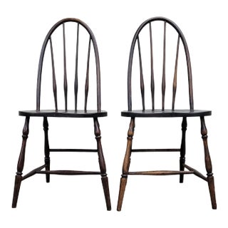 Antique Farmhouse Windsor Hoop Back Spindle Dining Chairs For Sale