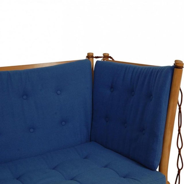 Spoke-Back Sofa in Blue Fabric from Børge Mogensen, 1985 For Sale - Image 6 of 18