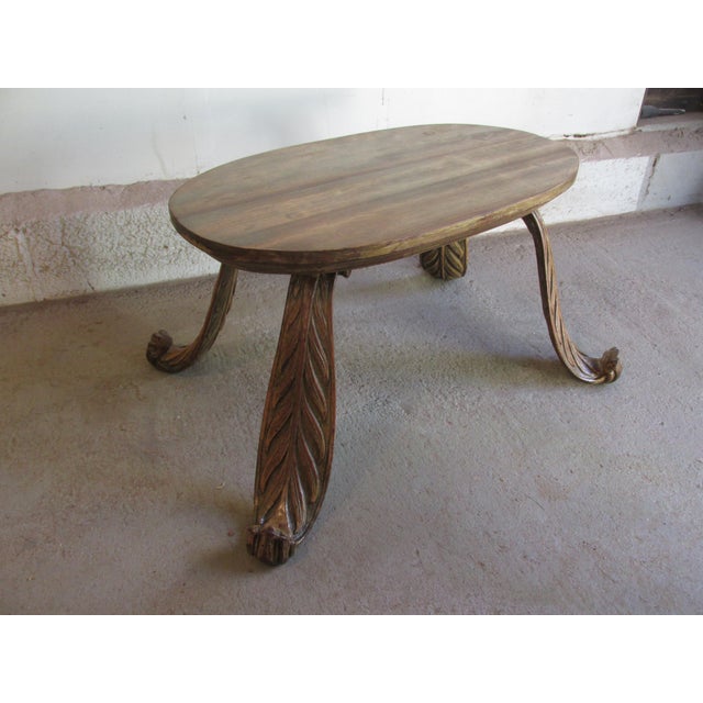 Baroque Mid Century Italian Wooden Bench With Baroque Style Legs For Sale - Image 3 of 8