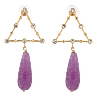 Divine Energy Amethyst & Diamond Drop Earrings, A Pair For Sale