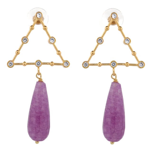 Divine Energy Amethyst & Diamond Drop Earrings, A Pair For Sale