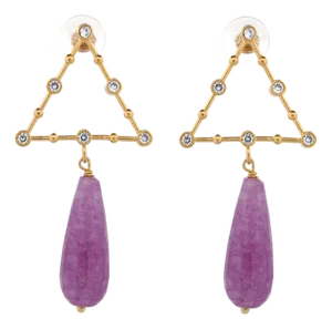 Divine Energy Amethyst & Diamond Drop Earrings, A Pair