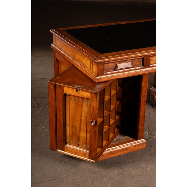 Brown Antique Quarter-Sawn Oak Rotary Desk by Wooton For Sale - Image 8 of 15
