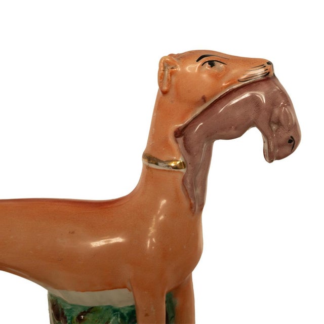 Antique 19thC Pair of Staffordshire Whippets Greyhounds Hunting Dog Figures 1860 For Sale - Image 16 of 17