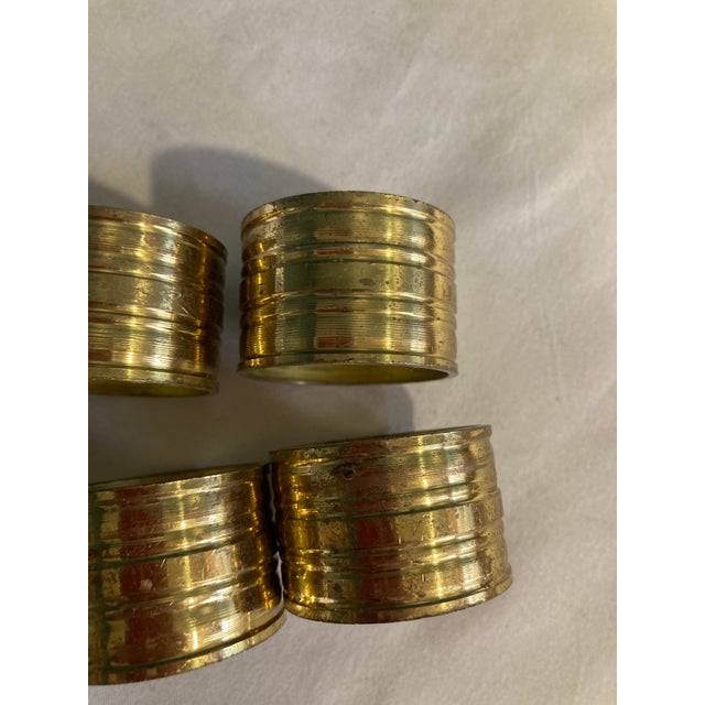 Metal 1960's Solid Brass Napkin Rings- Set of 6 For Sale - Image 7 of 8