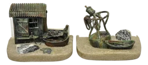 Mid 20th Century Curtis Clawson Mid Century Modern Brutalist Nautical Bronze & Marble Bookends