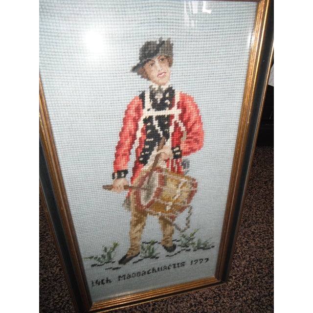 Mid-Century Modern Massachusetts 1777 Revolutionary Army Needlepoint For Sale - Image 3 of 5