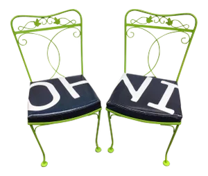 Green Painted Upcycled Chairs - a Pair