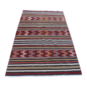 1970s Rustic Style Stripe Design Hand Knotted Oushak Kilim Rug
