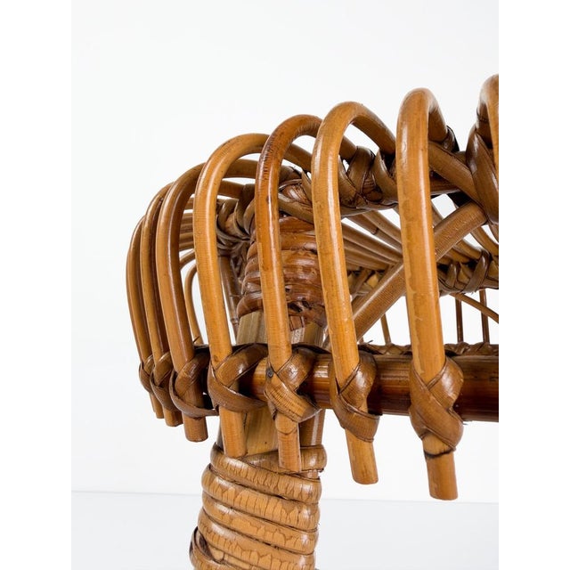 Mid-Century Italian Handcrafted Cane Bamboo & Rattan Stool in the style of Albini for Tito Agnoli, 1960s For Sale - Image 10 of 18