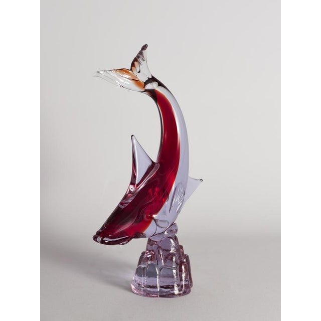 Hand-Blown Purple and Red Murano Glass Fish Sculpture, Italy, 1970s For Sale - Image 11 of 16