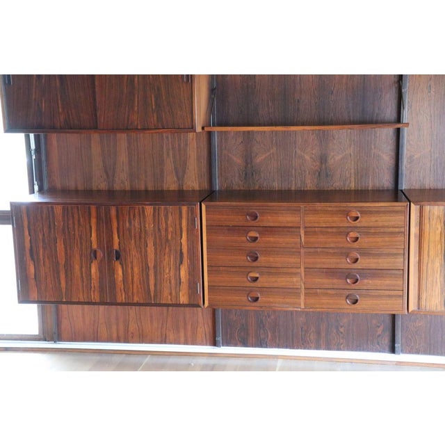 Brown Danish Modular Wall Bookcase in Rosewood, 1960s For Sale - Image 8 of 18