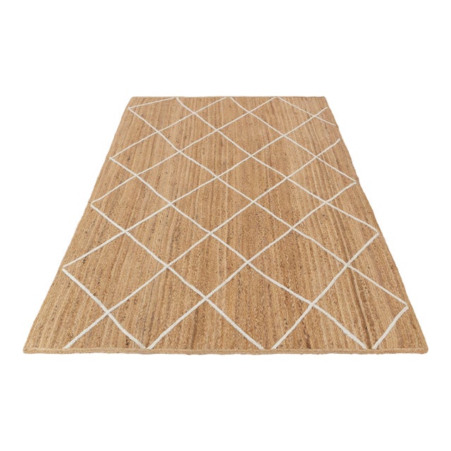 Modern Geometric Bohemian Jute Rug 3x12Ft. For Sale