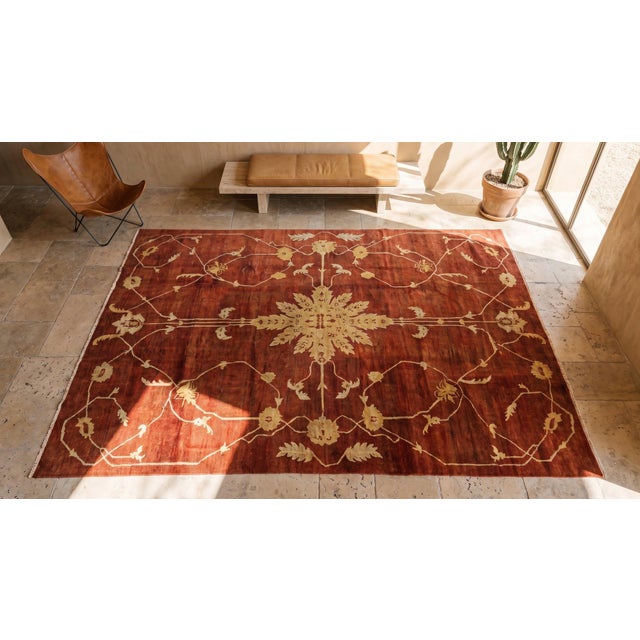 Enormous Red Color With Unique Medallion Design Antique Sultanabad Persian Rug For Sale In New York - Image 6 of 8