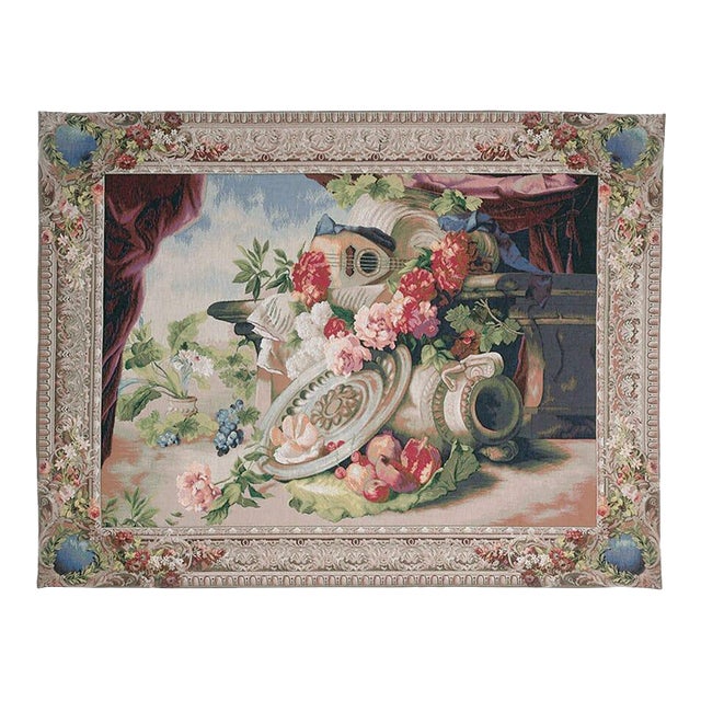Beauvais Still-Life Loom Woven Tapestry - 83 X 112 Cm (2'9" X 3'8") - Requires Rod Size 3 For Sale