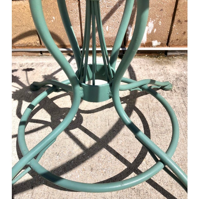 Mid Century Woodard & Sons Wrought Iron Daisy Flower Round Glass Top Patio Table For Sale In West Palm - Image 6 of 12