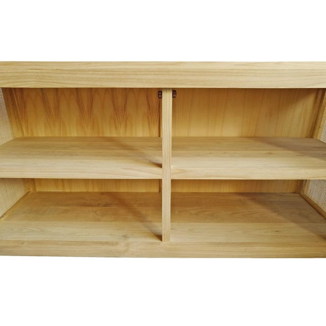 Tan Vintage Natural Teak & Cane Sideboard Credenza For Sale - Image 8 of 9