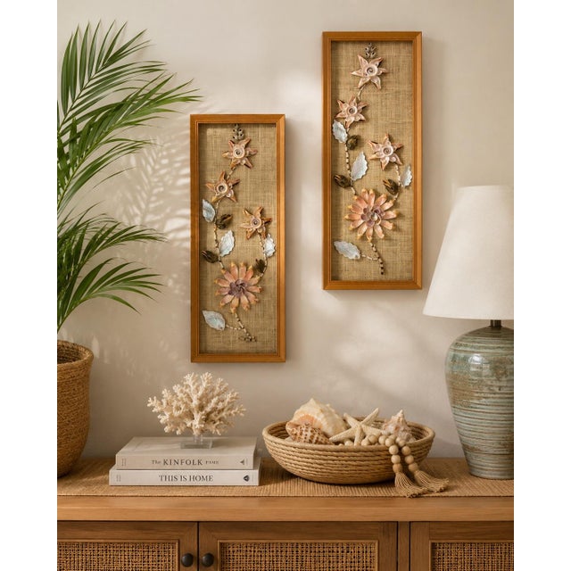 Bring timeless coastal elegance into your home with this beautiful pair of handcrafted Philippine shell art wall panels....