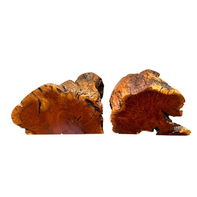 Vintage Burl Wood Bookends Pair Live Edge Organic Modern Rustic MCM Heavy For Sale - Image 10 of 10