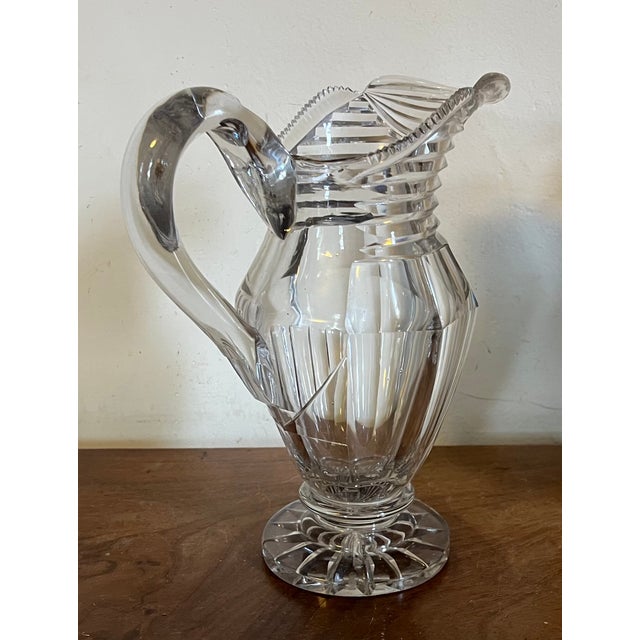 Large Antique Early 19th Century George III Anglo Irish Cut Crystal Glass Wine Ewer or Water Pitcher For Sale In New York - Image 6 of 13