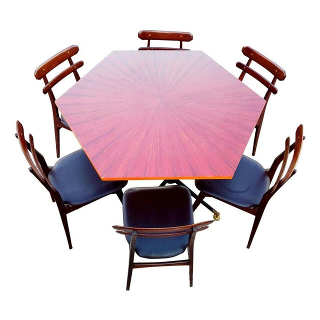 Black Danish Chairs and Table by Ignazio Gardella for Azucena, 1960s, Set of 6 For Sale - Image 8 of 9