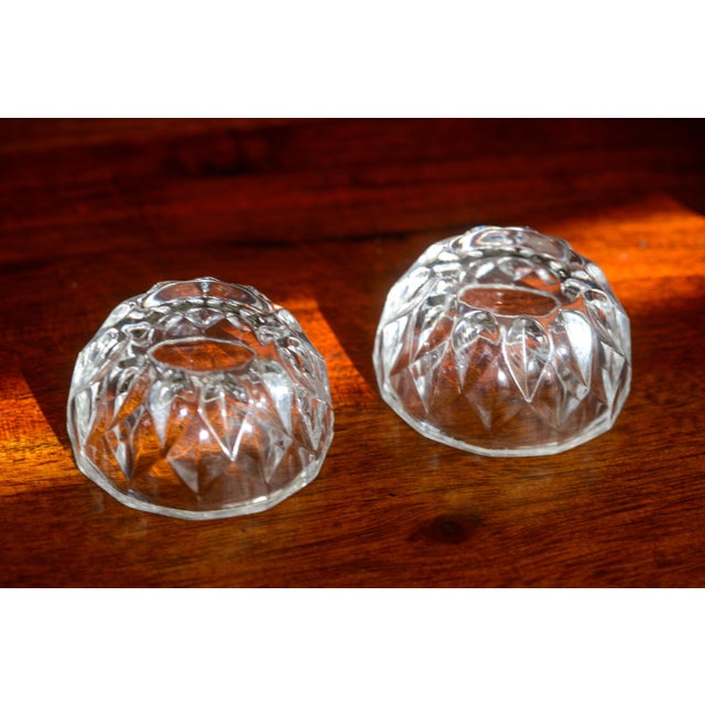 Transparent Vintage Crystal Salt Cellars - a Pair For Sale - Image 8 of 9
