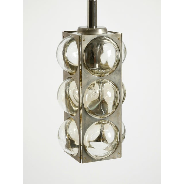 1960s Vintage Space Age Pendant Lamp in Glass and Nickel-Plated Metal by Temde, 1960s For Sale - Image 5 of 18