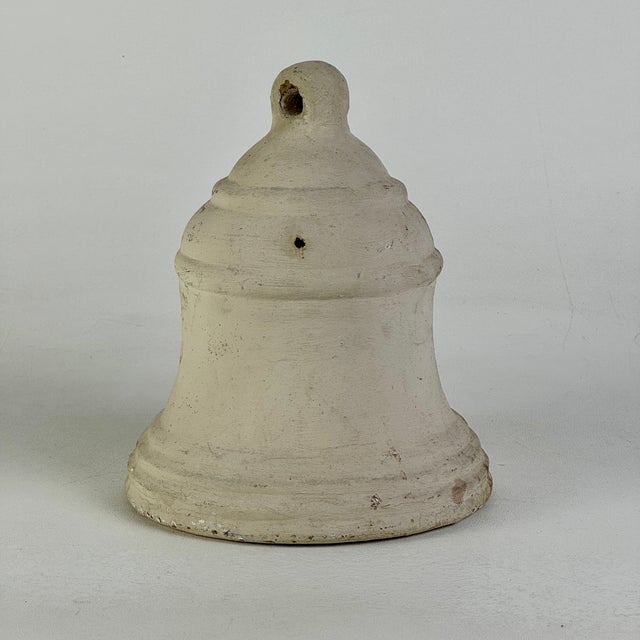 American Vintage Ceramic Bell Painted in Antique White for Home or Garden Decor For Sale - Image 3 of 6