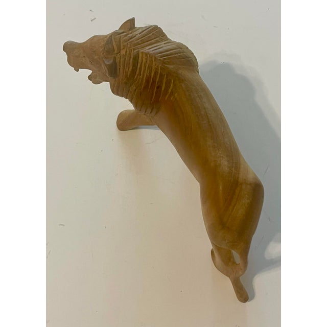 Vintage Kamba Carved Wooden Lion Sculpture For Sale - Image 10 of 10
