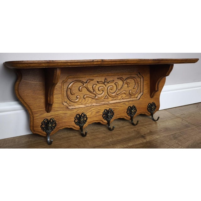 Vintage French Coat Rack in Oak For Sale - Image 9 of 9