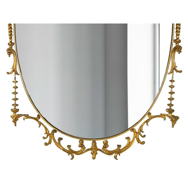 1960s Italian Baroque Brass Wall Mirror, 1960s For Sale - Image 5 of 18