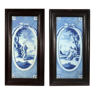 German Tin-Glazed Earthenware Plaques With Bucolic Scenes, Nurnberg For Sale