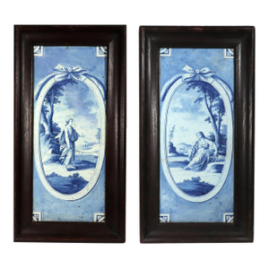German Tin-Glazed Earthenware Plaques With Bucolic Scenes, Nurnberg