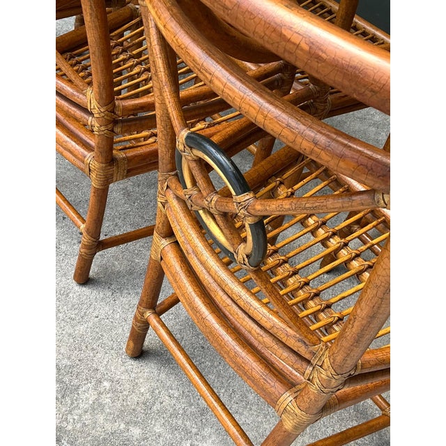 Vintage McGuire Target Back Rattan Dining Chairs - Set of 6 For Sale In West Palm - Image 6 of 18