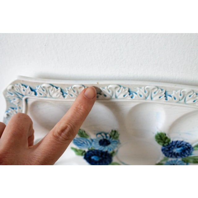 Lefton Blue and White Deviled Egg Tray W/ Floral Motif For Sale In Milwaukee - Image 6 of 6