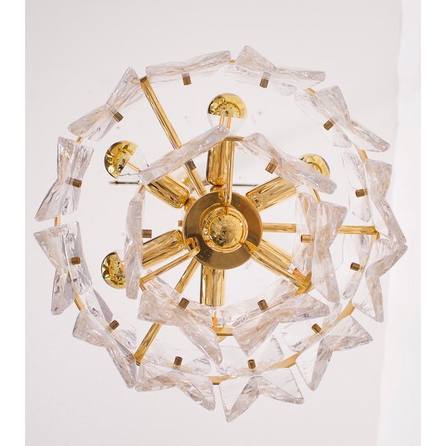 Golden Brass and Crystal Corina Chandelier from Kalmar, 1970s For Sale - Image 6 of 14