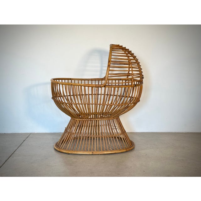 Mid-Century Modern Vintage Rattan and Bamboo Cradle, 1970s For Sale - Image 3 of 14