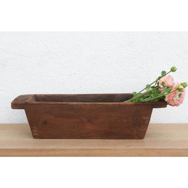 Wood Rustic Farmhouse Handcarved Trough Planter For Sale - Image 7 of 7