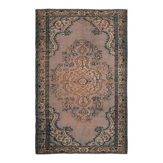 1970s Vintage Turkish Oushak Handmade Wool Cotton Brown Area Rug For Sale