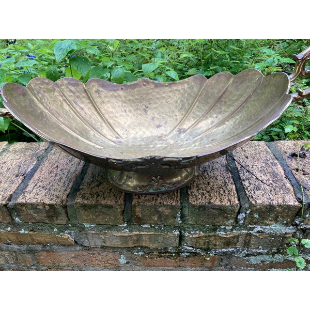 Metal 1940s Scrolled Turkish Brass Compote for the Holiday Table For Sale - Image 7 of 9