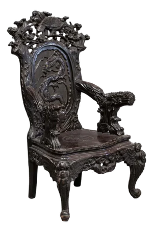 Antique Japanese High Back Red Lacquer Dragon Armchair