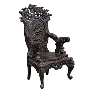 Antique Japanese High Back Red Lacquer Monkey Armchair For Sale
