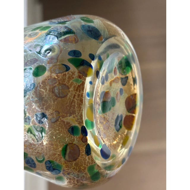 Vintage Italian Hand Blown Multi Colored Confetti Art Glass Vase For Sale - Image 12 of 12
